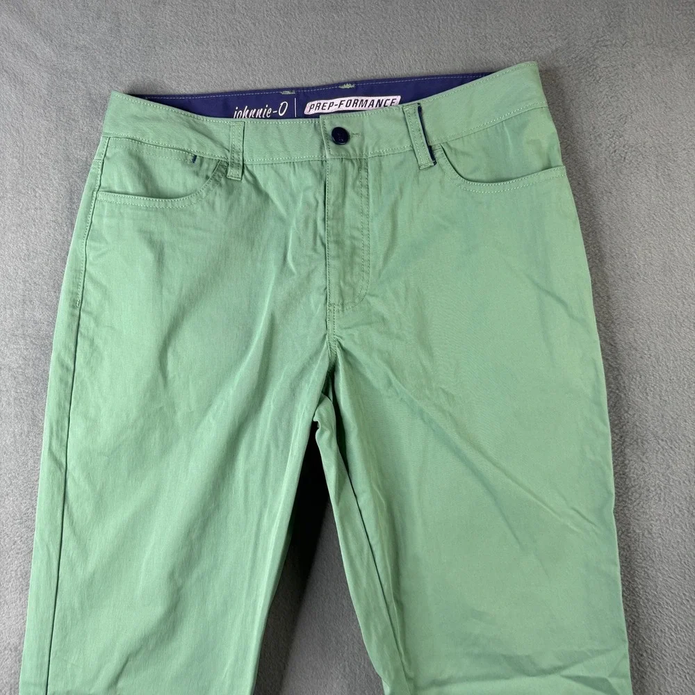 johnnie o Mens PREP-FORMANCE Kiwi Green Chino Pants 33x34 JMPA1200 Golf Stretch - Picture 3 of 10